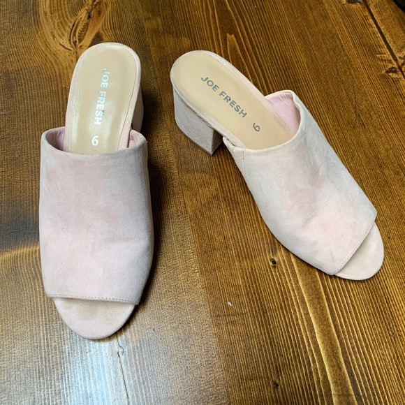 baby blush pink faux suede mules - Picture 1 of 3